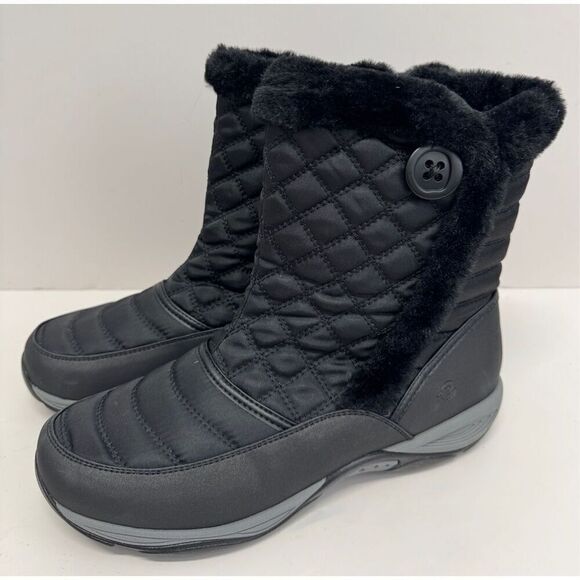 Easy Spirit Winter Boots Size 9.5 Black Removable Footbed Water Repellent NEW - Picture 3 of 10